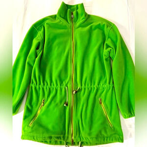 Bogner fleece zip up with cinch waist and zip pockets. Bright green. Size M